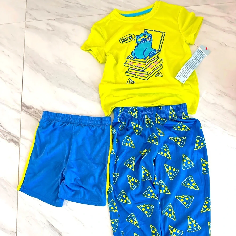 NWT Bright Blue and Yellow Kids Pajamas Set - Picture 2 of 3